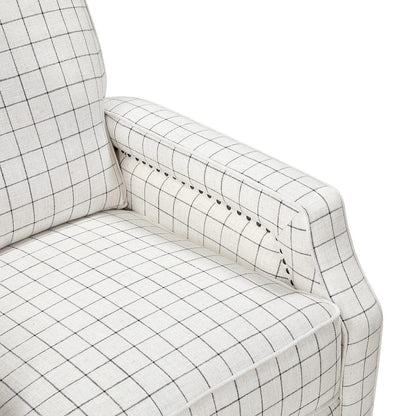 Homelegance  - Berenson Push Back Reclining Chair in Off-white with black plaid pattern - 8504WPP-1  view 11