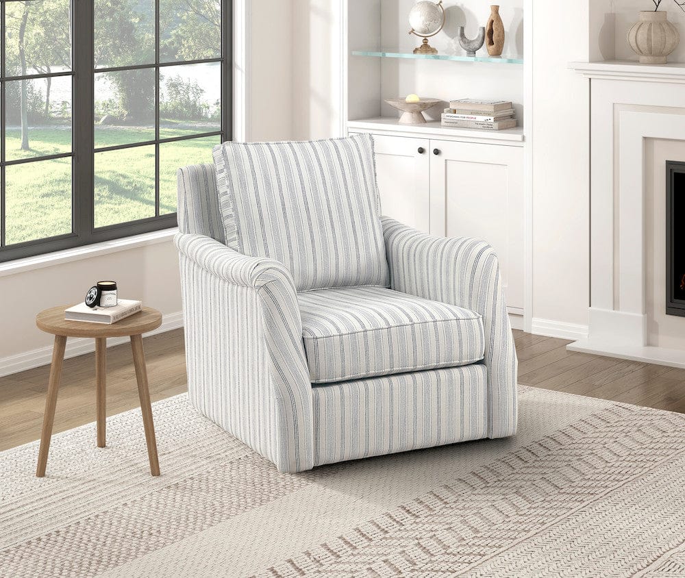 Homelegance  - Bowden Swivel Chair in Off white with blue stripe pattern - 1054F2S  view 8