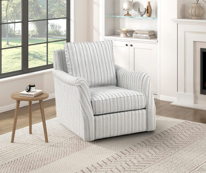 Homelegance  - Bowden Swivel Chair in Off white with blue stripe pattern - 1054F2S  view 8