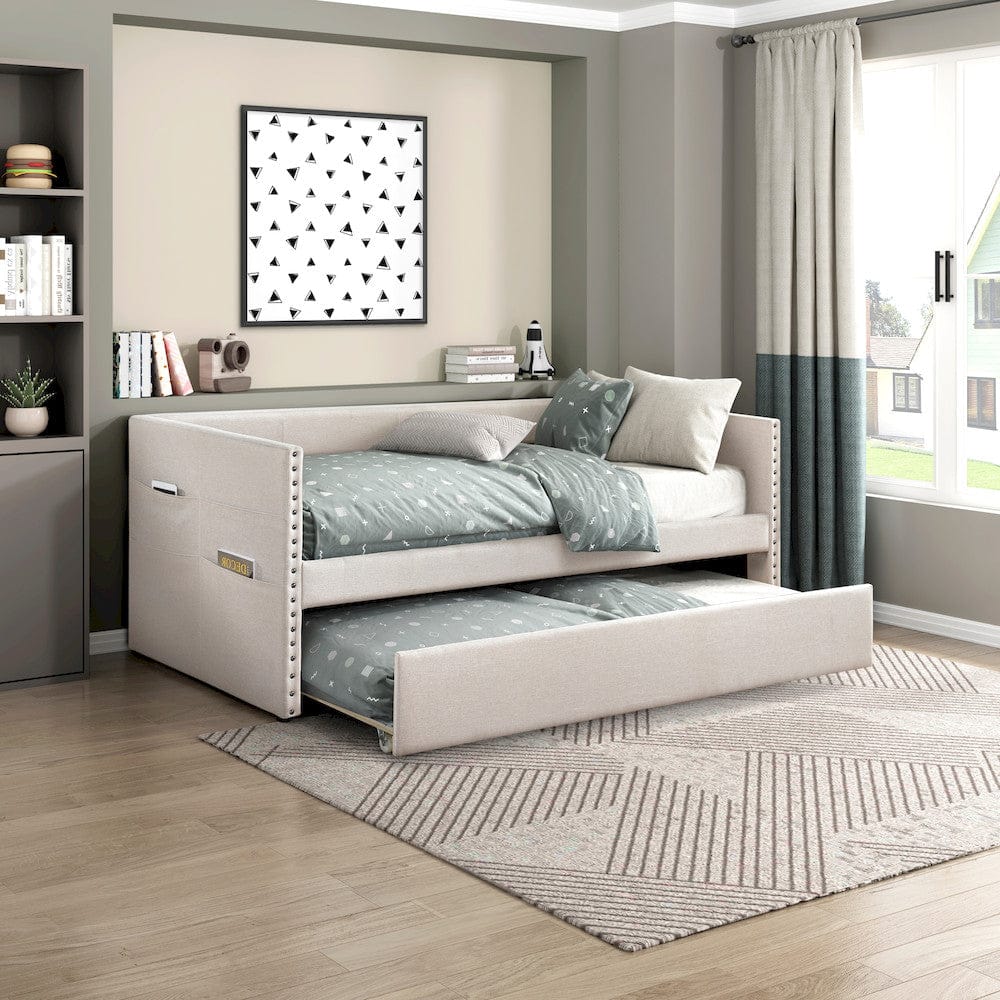 Homelegance  - Boynton Daybed W/ Trundle in Beige - 4691BE  view 3