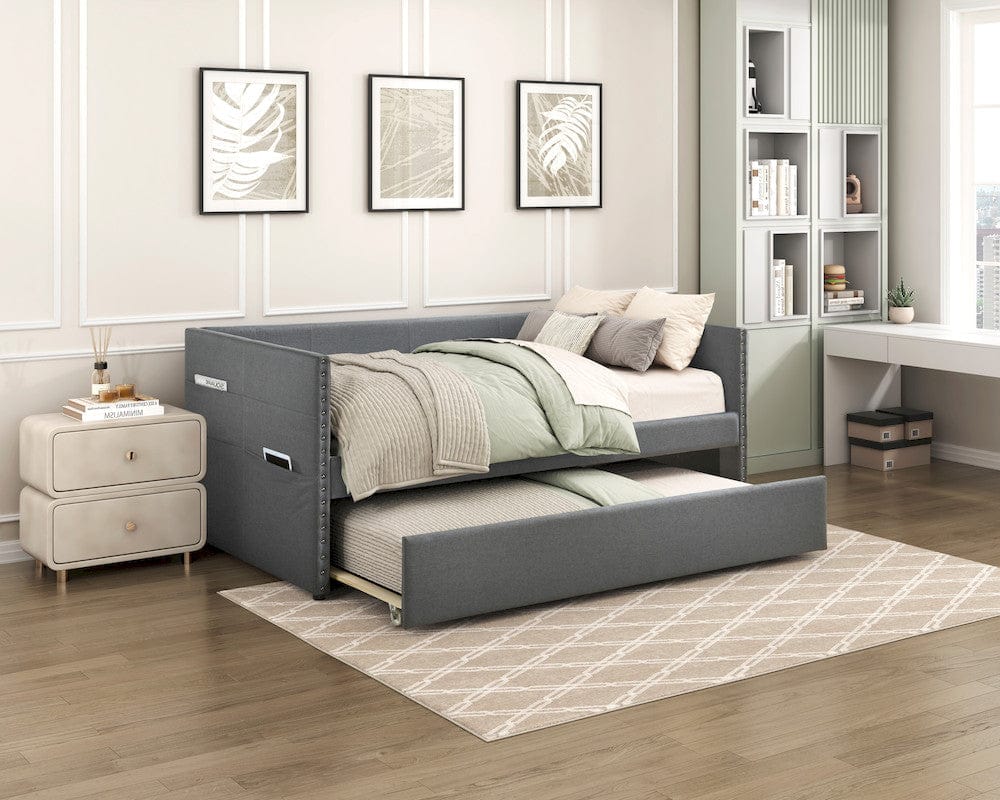 Homelegance  - Boynton Daybed W/ Trundle in Dark Gray - 4691DG  view 9