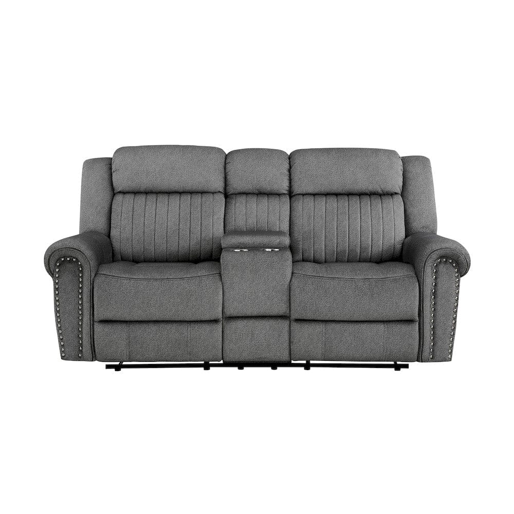 Homelegance  - Brennen Double Reclining Love Seat W/ Center Console in Charcoal - 9204CC-2  view 1