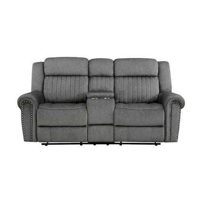 Homelegance  - Brennen Double Reclining Love Seat W/ Center Console in Charcoal - 9204CC-2  view 1