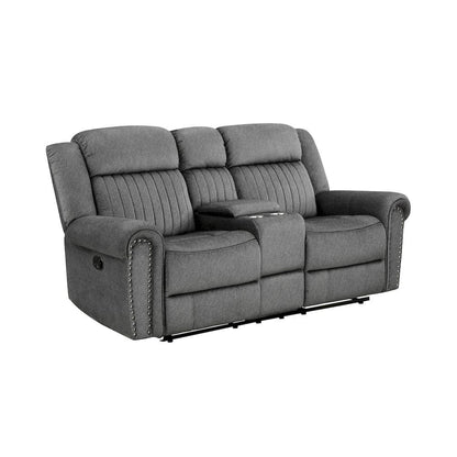 Homelegance  - Brennen Double Reclining Love Seat W/ Center Console in Charcoal - 9204CC-2  view 2