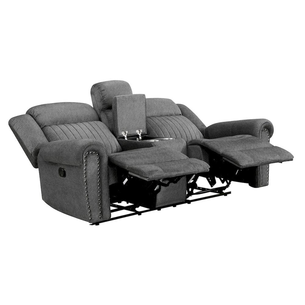 Homelegance  - Brennen Double Reclining Love Seat W/ Center Console in Charcoal - 9204CC-2  view 4