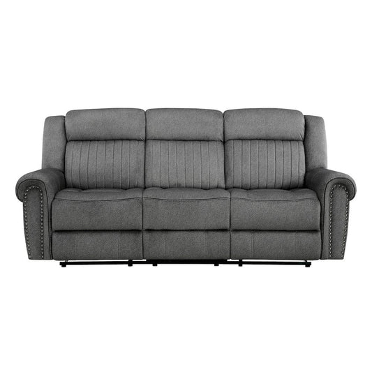 Homelegance  - Brennen Double Reclining Sofa in Charcoal - 9204CC-3  view 1