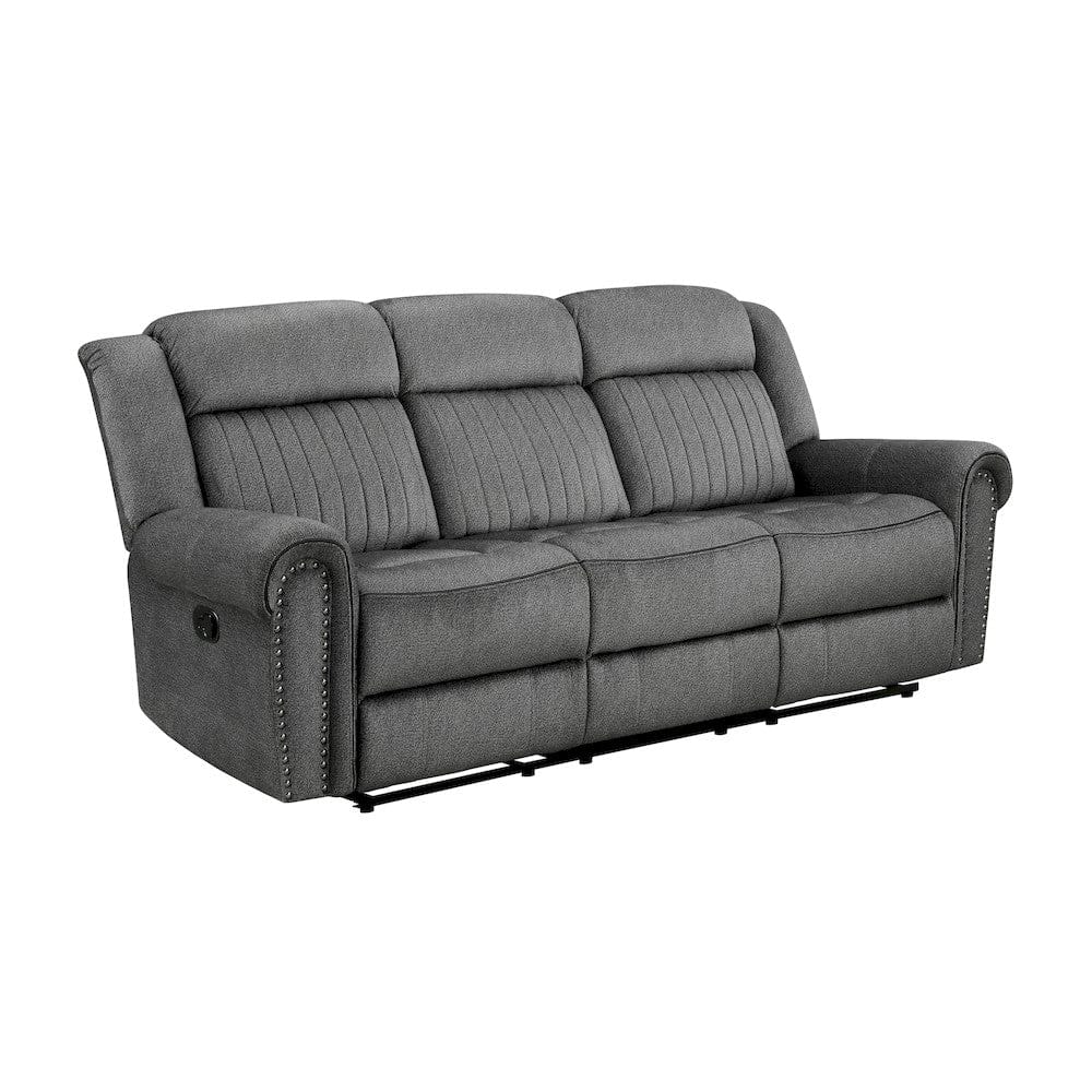 Homelegance  - Brennen Double Reclining Sofa in Charcoal - 9204CC-3  view 2