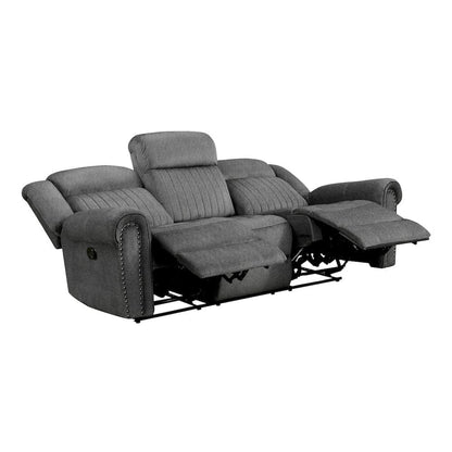 Homelegance  - Brennen Double Reclining Sofa in Charcoal - 9204CC-3  view 4
