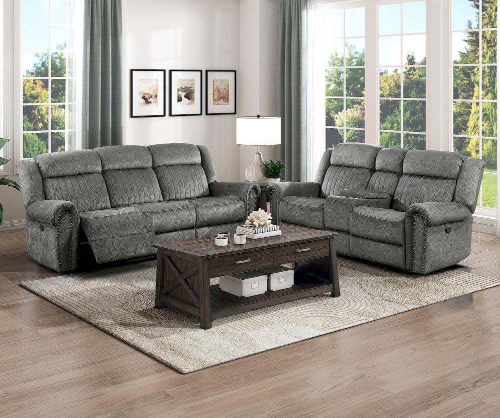 Homelegance  - Brennen Double Reclining Sofa in Charcoal - 9204CC-3  view 5