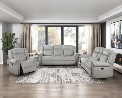 Homelegance  - Brennen Double Reclining Sofa in Mist - 9204MT-3  view 3
