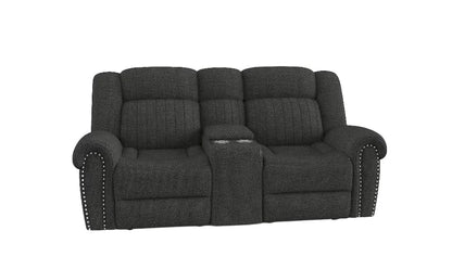 Homelegance  - Brennen Power Double Reclining Love Seat W/ Center Console in Charcoal - 9204CC-2PW  view 1