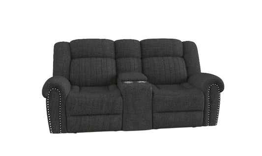 Homelegance  - Brennen Power Double Reclining Love Seat W/ Center Console in Charcoal - 9204CC-2PW  view 1