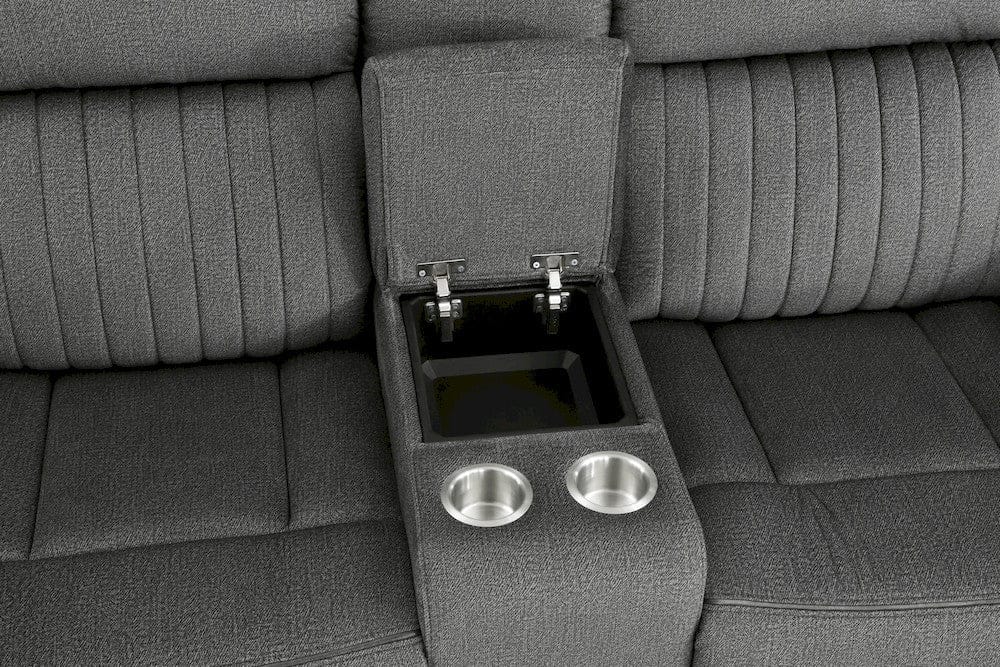 Homelegance  - Brennen Power Double Reclining Love Seat W/ Center Console in Charcoal - 9204CC-2PW  view 2
