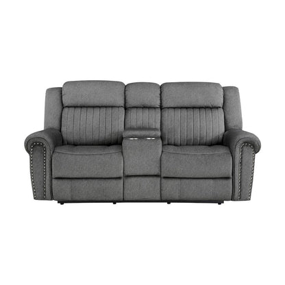Homelegance  - Brennen Power Double Reclining Love Seat W/ Center Console in Charcoal - 9204CC-2PW  view 4