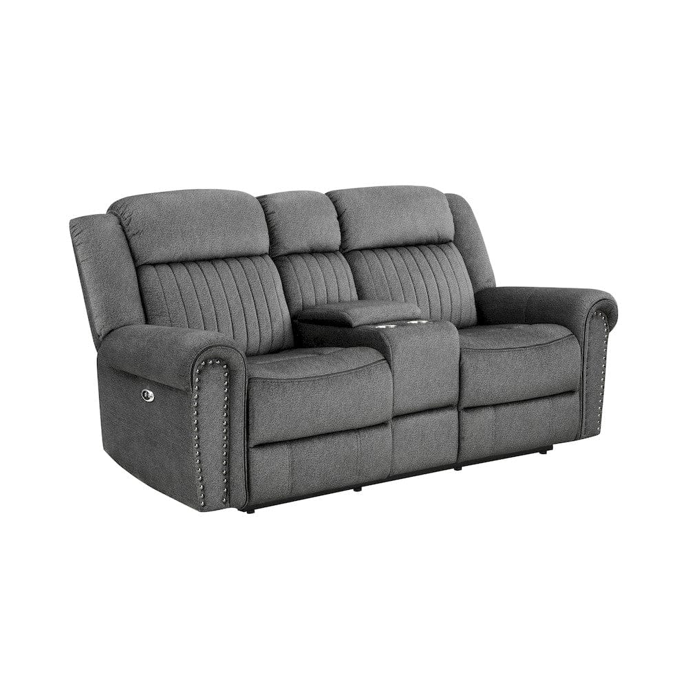 Homelegance  - Brennen Power Double Reclining Love Seat W/ Center Console in Charcoal - 9204CC-2PW  view 5