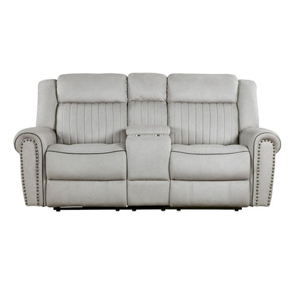 Homelegance  - Brennen Power Double Reclining Love Seat W/ Center Console in Mist - 9204MT-2PW  view 1