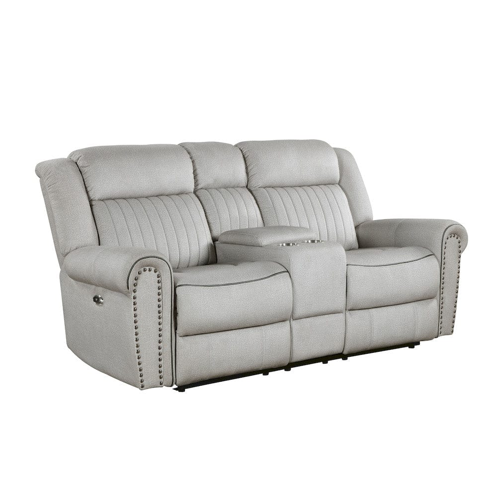 Homelegance  - Brennen Power Double Reclining Love Seat W/ Center Console in Mist - 9204MT-2PW  view 2