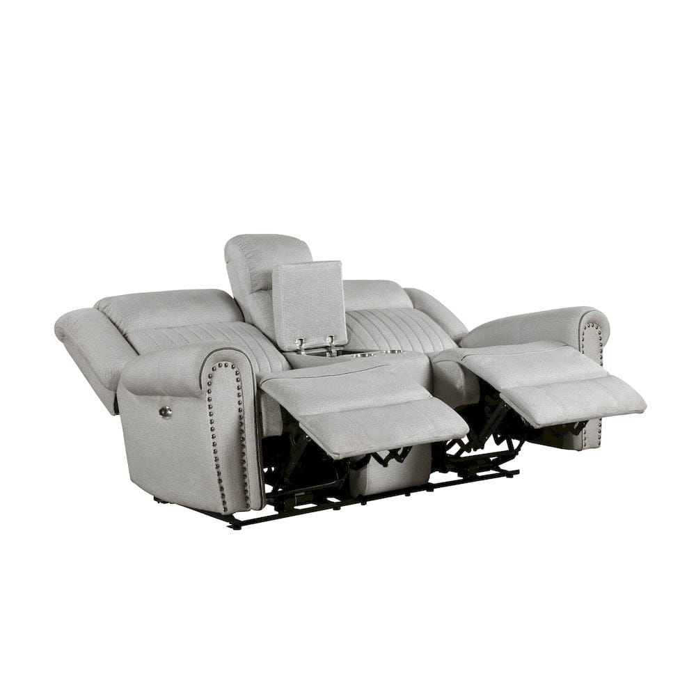 Homelegance  - Brennen Power Double Reclining Love Seat W/ Center Console in Mist - 9204MT-2PW  view 4