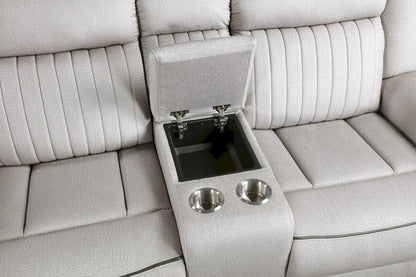 Homelegance  - Brennen Power Double Reclining Love Seat W/ Center Console in Mist - 9204MT-2PW  view 5