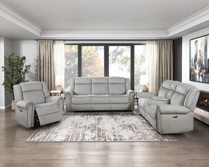 Homelegance  - Brennen Power Double Reclining Love Seat W/ Center Console in Mist - 9204MT-2PW  view 9