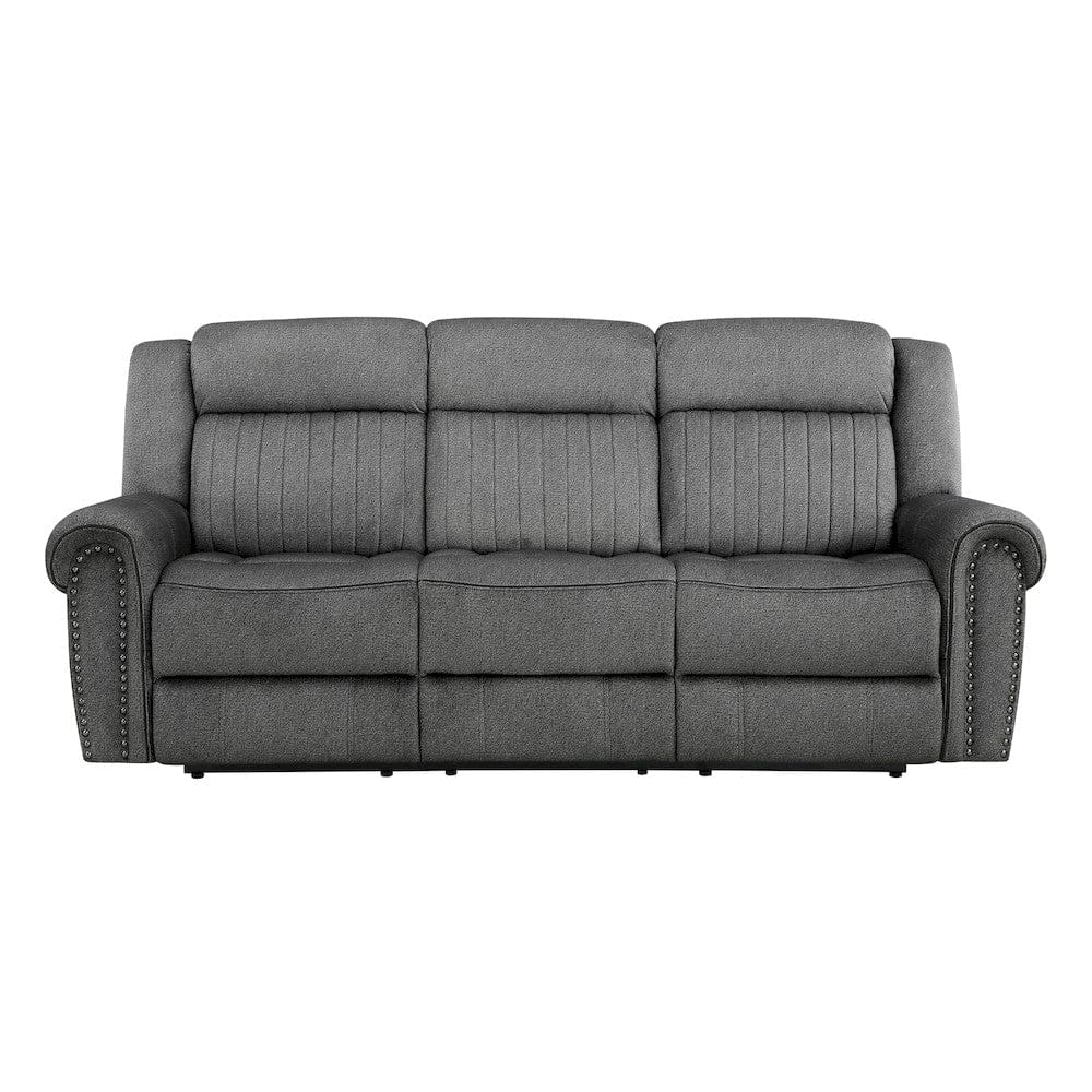 Homelegance  - Brennen Power Double Reclining Sofa in Charcoal - 9204CC-3PW  view 3