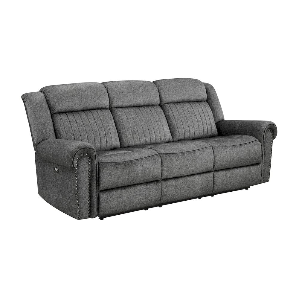 Homelegance  - Brennen Power Double Reclining Sofa in Charcoal - 9204CC-3PW  view 4