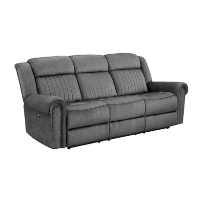 Homelegance  - Brennen Power Double Reclining Sofa in Charcoal - 9204CC-3PW  view 4