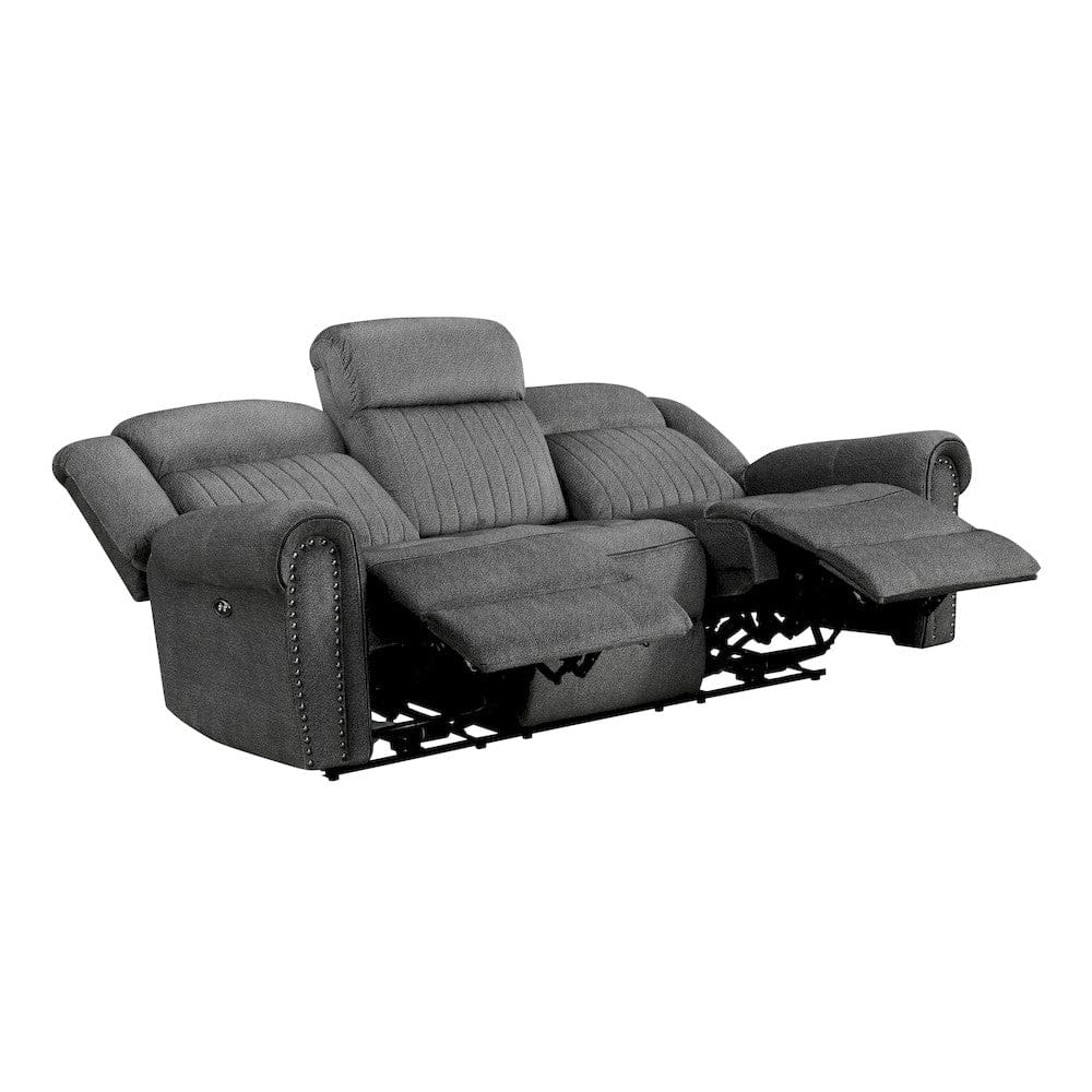 Homelegance  - Brennen Power Double Reclining Sofa in Charcoal - 9204CC-3PW  view 6