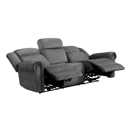 Homelegance  - Brennen Power Double Reclining Sofa in Charcoal - 9204CC-3PW  view 6