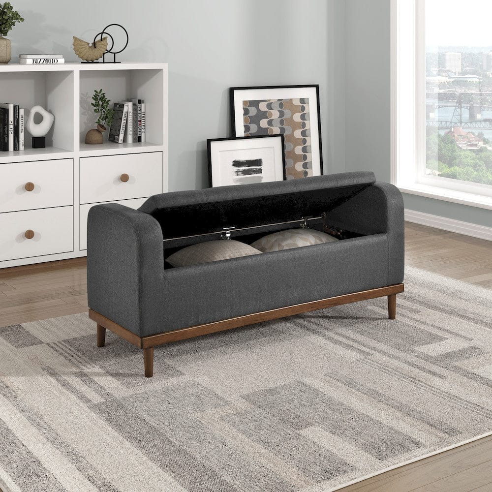 Homelegance  - Brigitte Lift Top Storage Bench in Dark gray - 4590DG  view 2