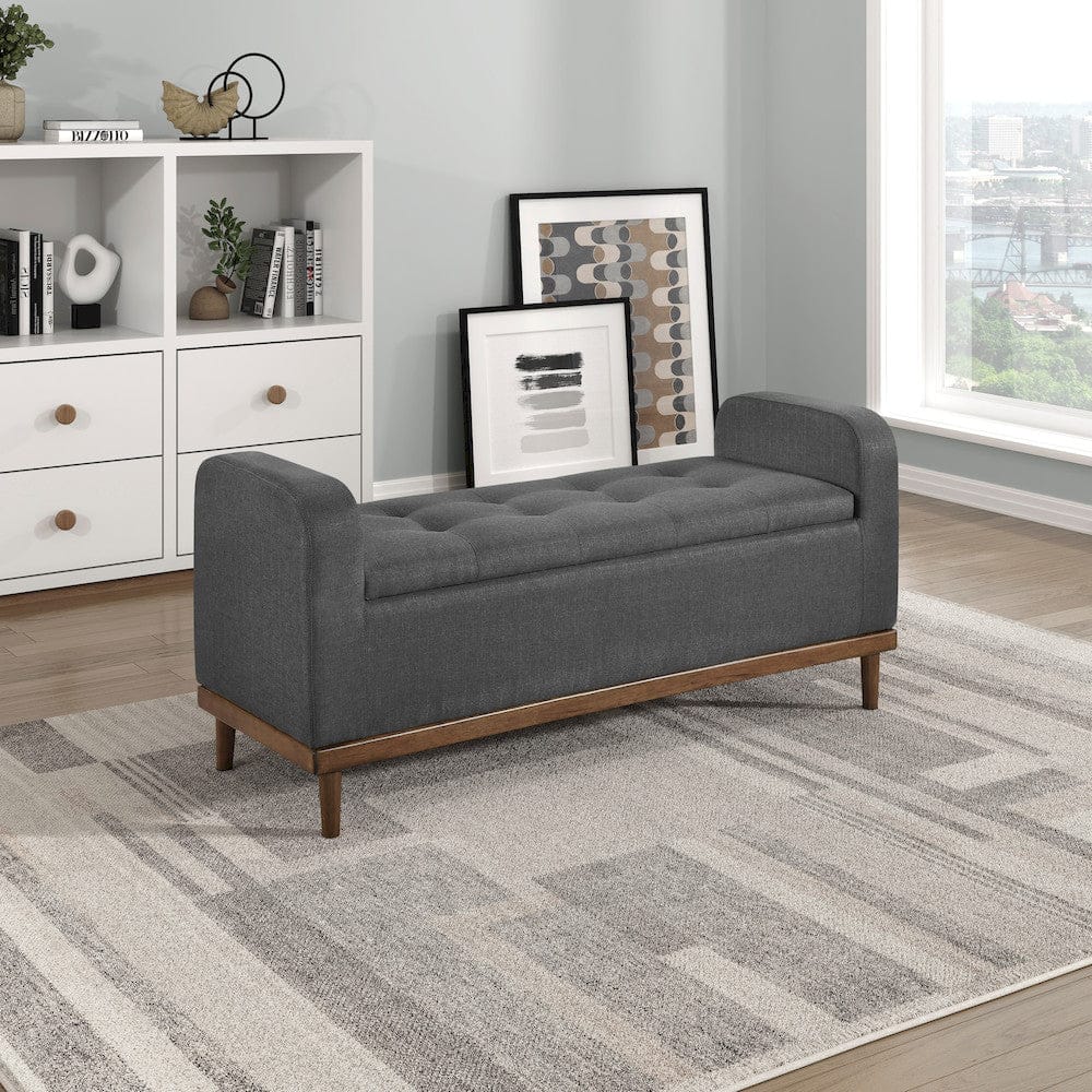Homelegance  - Brigitte Lift Top Storage Bench in Dark gray - 4590DG  view 6
