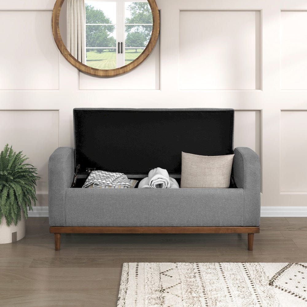 Homelegance  - Brigitte Lift Top Storage Bench in Gray - 4590GY  view 3