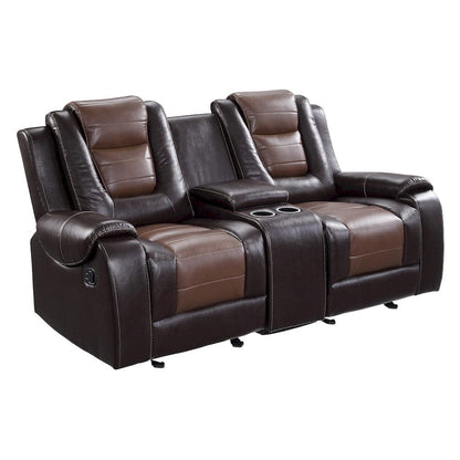 Homelegance  - Briscoe Double Glider Reclining Love Seat W/ Center Console in 2-tone - 9470BR-2  view 1
