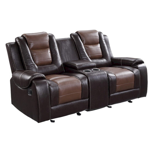 Homelegance  - Briscoe Double Glider Reclining Love Seat W/ Center Console in 2-tone - 9470BR-2  view 1