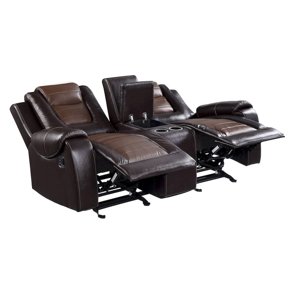 Homelegance  - Briscoe Double Glider Reclining Love Seat W/ Center Console in 2-tone - 9470BR-2  view 2