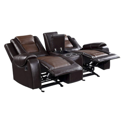 Homelegance  - Briscoe Double Glider Reclining Love Seat W/ Center Console in 2-tone - 9470BR-2  view 2