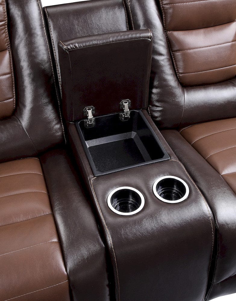 Homelegance  - Briscoe Double Glider Reclining Love Seat W/ Center Console in 2-tone - 9470BR-2  view 3