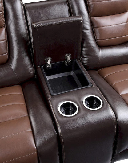 Homelegance  - Briscoe Double Glider Reclining Love Seat W/ Center Console in 2-tone - 9470BR-2  view 3