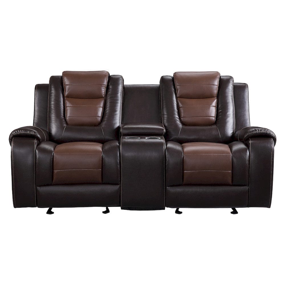 Homelegance  - Briscoe Double Glider Reclining Love Seat W/ Center Console in 2-tone - 9470BR-2  view 7
