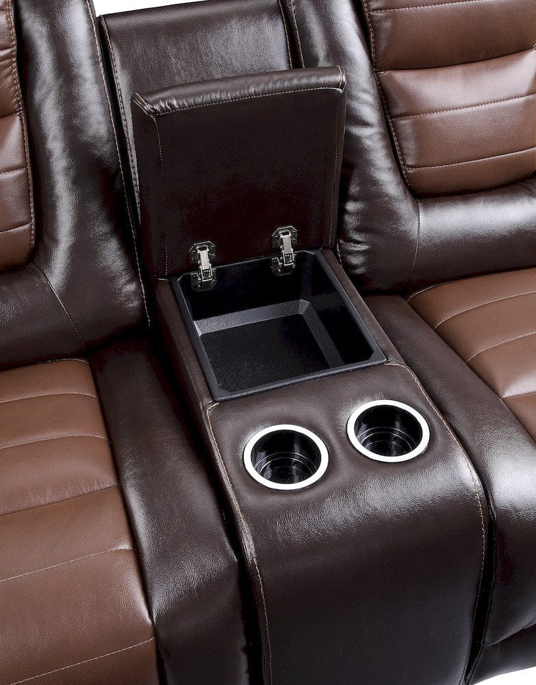 Homelegance  - Briscoe Double Glider Reclining Love Seat W/ Center Console in 2-tone - 9470BR-2  view 9