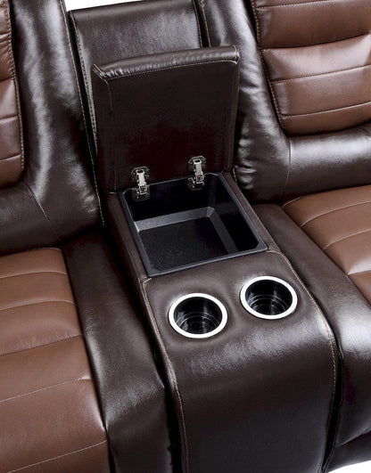 Homelegance  - Briscoe Double Glider Reclining Love Seat W/ Center Console in 2-tone - 9470BR-2  view 9