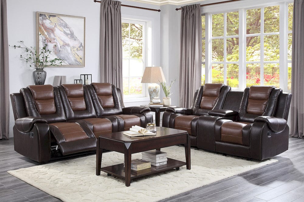 Homelegance  - Briscoe Double Reclining Sofa W/ Center Drop-Down Cup Holders in 2-tone - 9470BR-3  view 4
