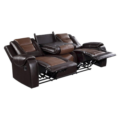 Homelegance  - Briscoe Double Reclining Sofa W/ Center Drop-Down Cup Holders in 2-tone - 9470BR-3  view 8