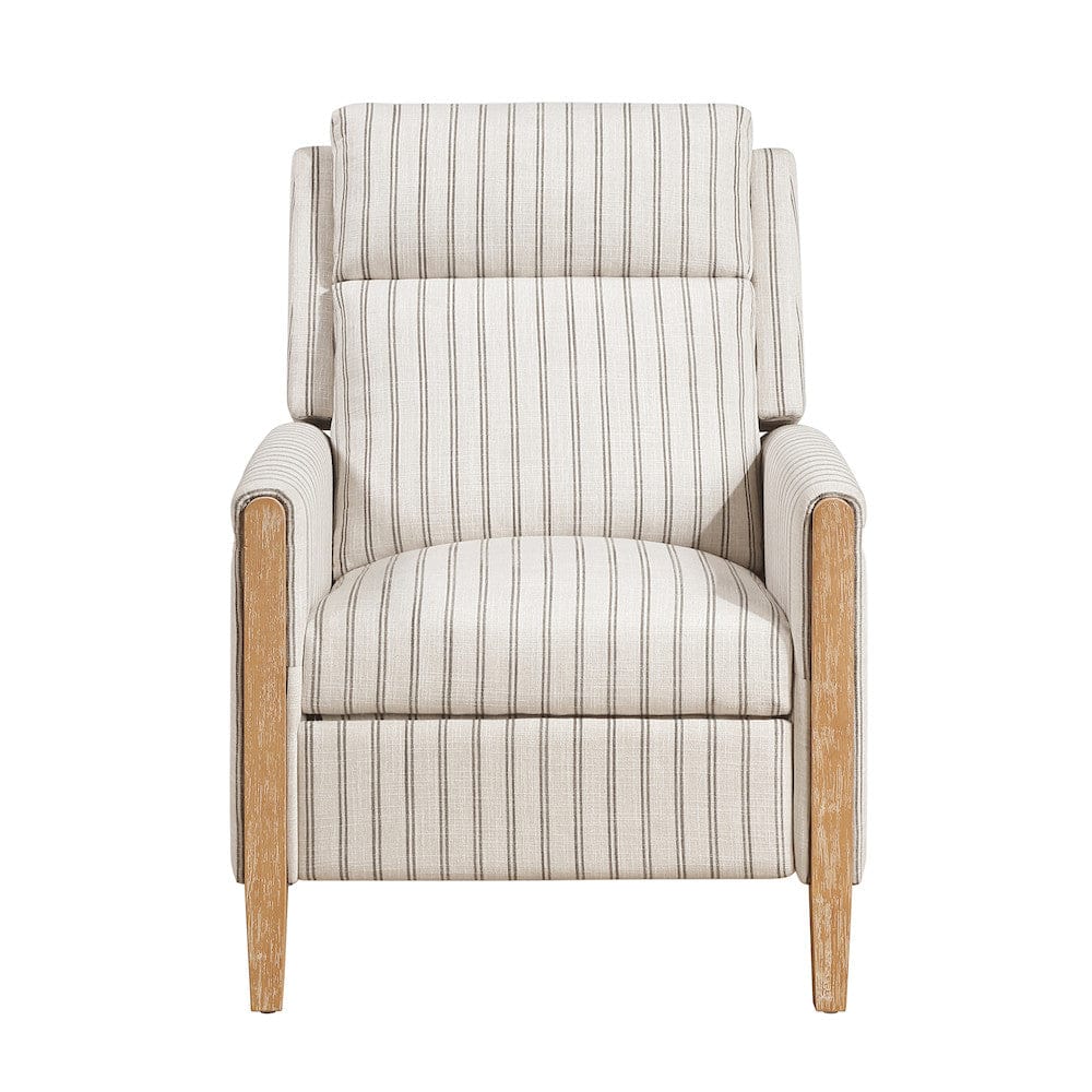 Homelegance  - Burton Push Back Reclining Chair in White-Gray strip pattern - 9506-F1S  view 1