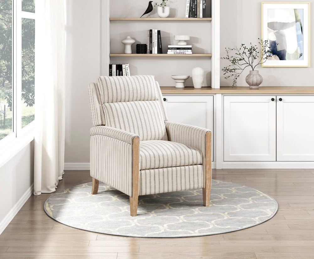 Homelegance  - Burton Push Back Reclining Chair in White-Gray strip pattern - 9506-F1S  view 5