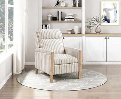 Homelegance  - Burton Push Back Reclining Chair in White-Gray strip pattern - 9506-F1S  view 5