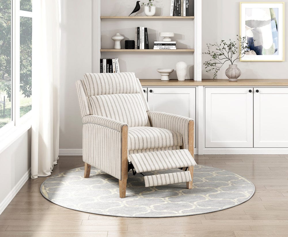 Homelegance  - Burton Push Back Reclining Chair in White-Gray strip pattern - 9506-F1S  view 6