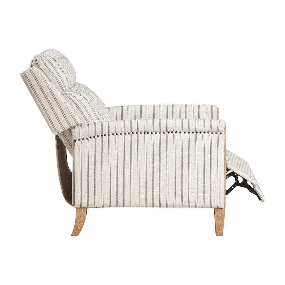 Homelegance  - Burton Push Back Reclining Chair in White-Gray strip pattern - 9506-F1S  view 9