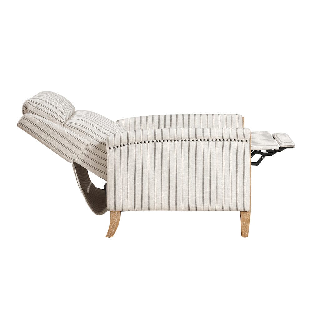 Homelegance  - Burton Push Back Reclining Chair in White-Gray strip pattern - 9506-F1S  view 10