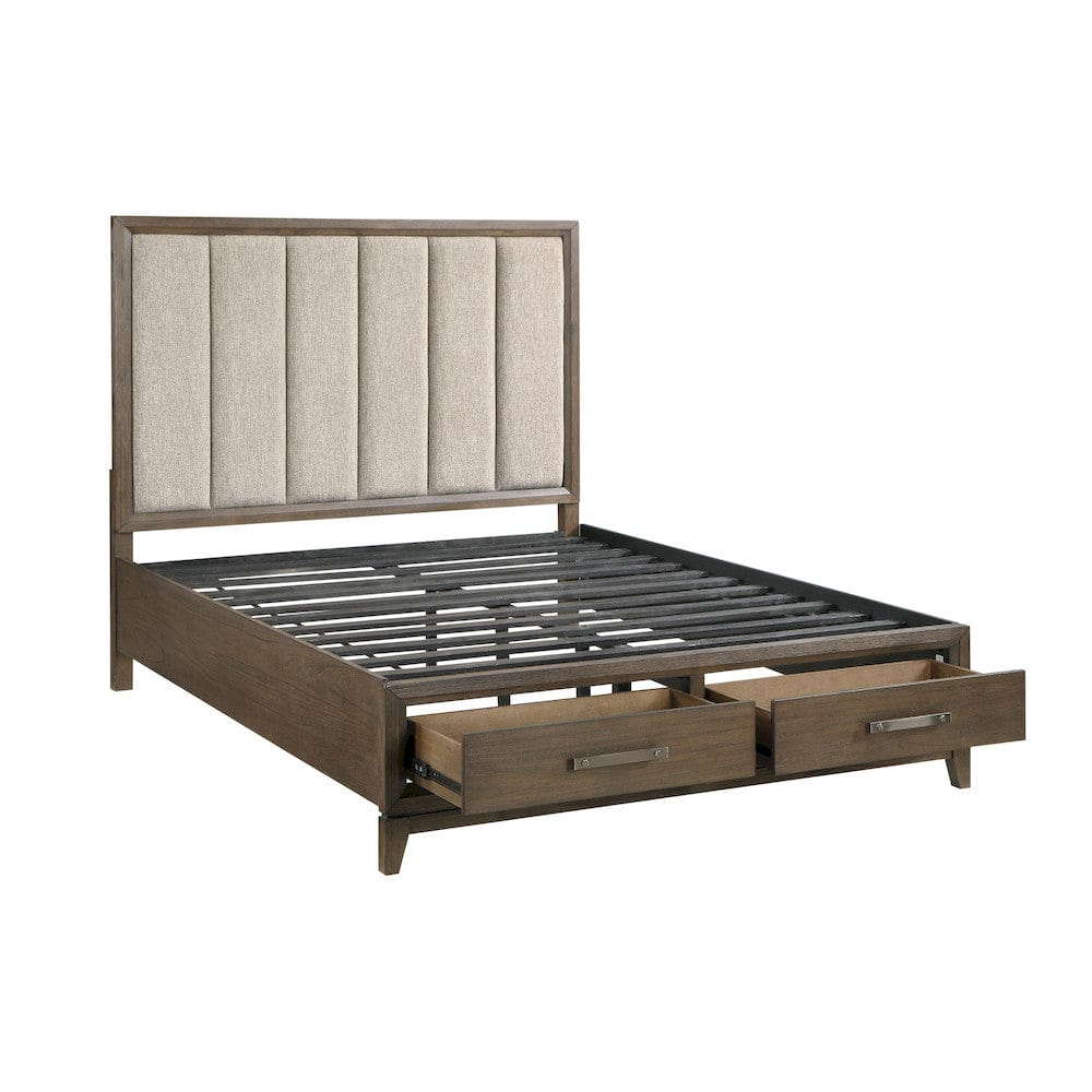 Homelegance  - Cambridge Eastern King Platform Bed W/ Footboard Storage in Flaxen - 1422KN-1EKx  view 6